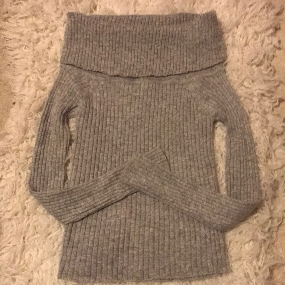 Gray Off The Shoulder Sweater Top